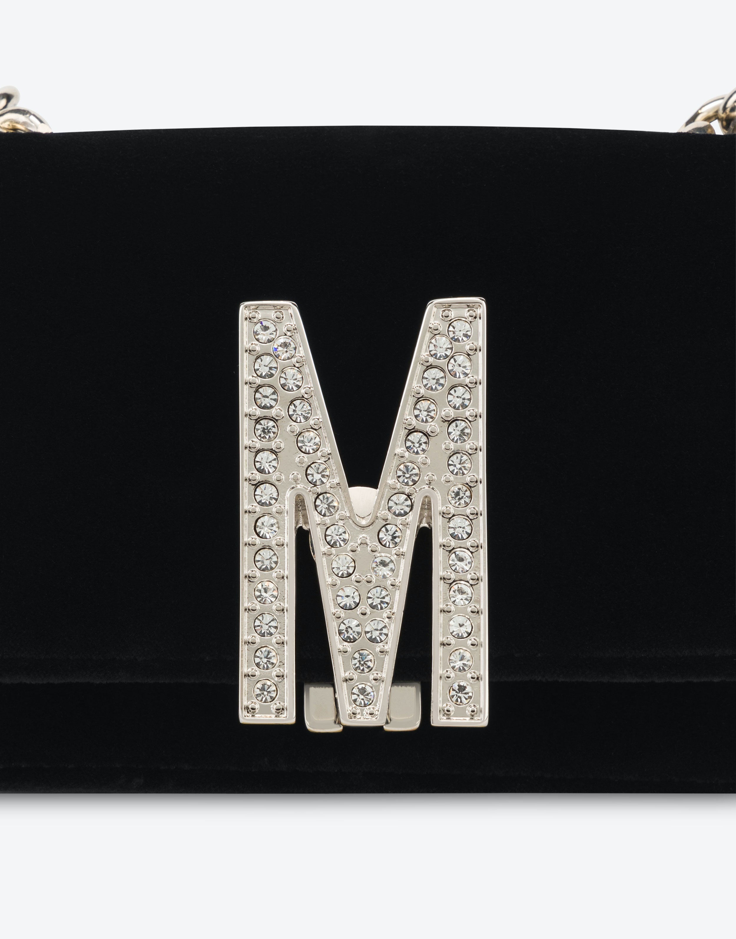 VELVET MINI M BAG WITH RHINESTONES - 4