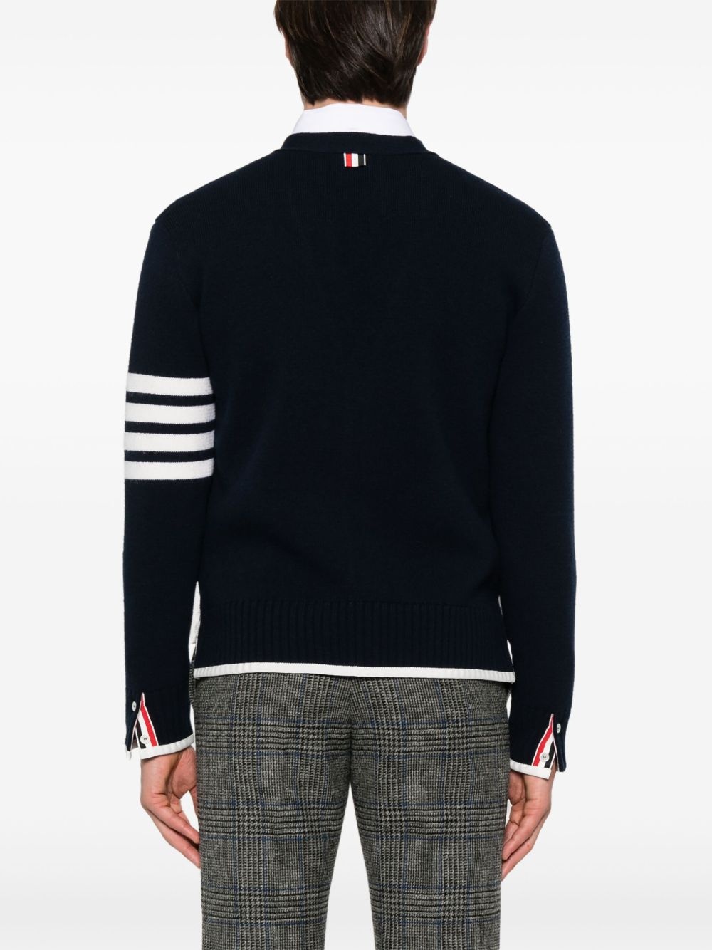 4-Bar stripe virgin wool cardigan - 4
