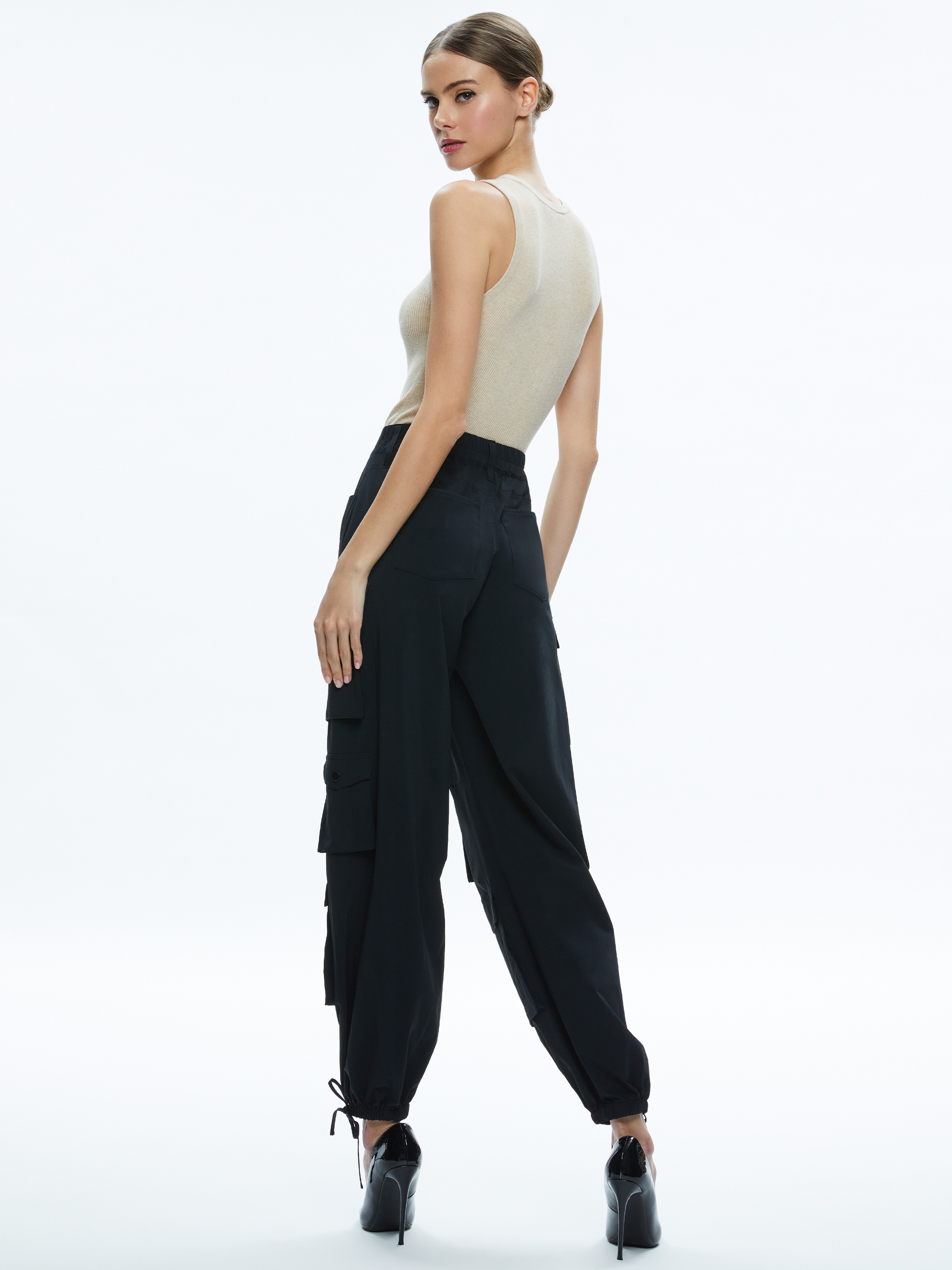 OLYMPIA HIGH RISE ANKLE TIE CARGO PANTS - 3