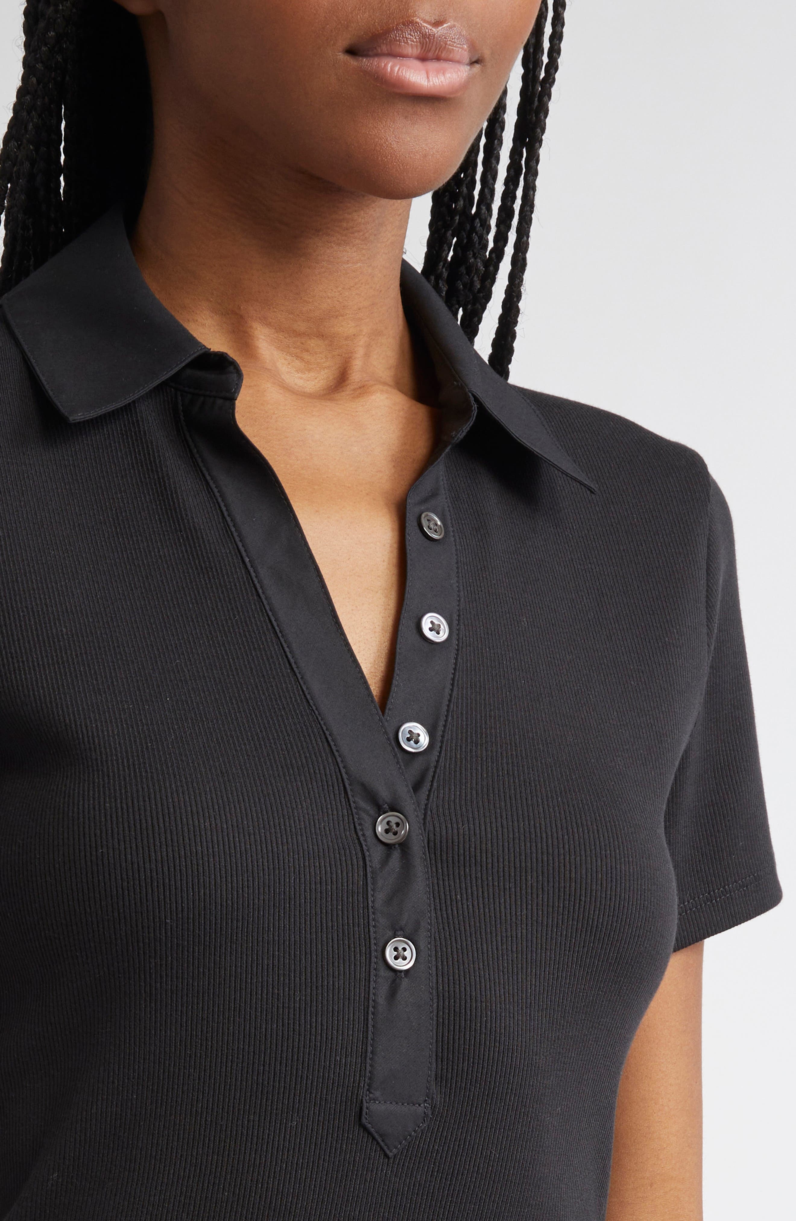 Veronica Beard Kearney Stretch Cotton Polo in Black at Nordstrom - 5