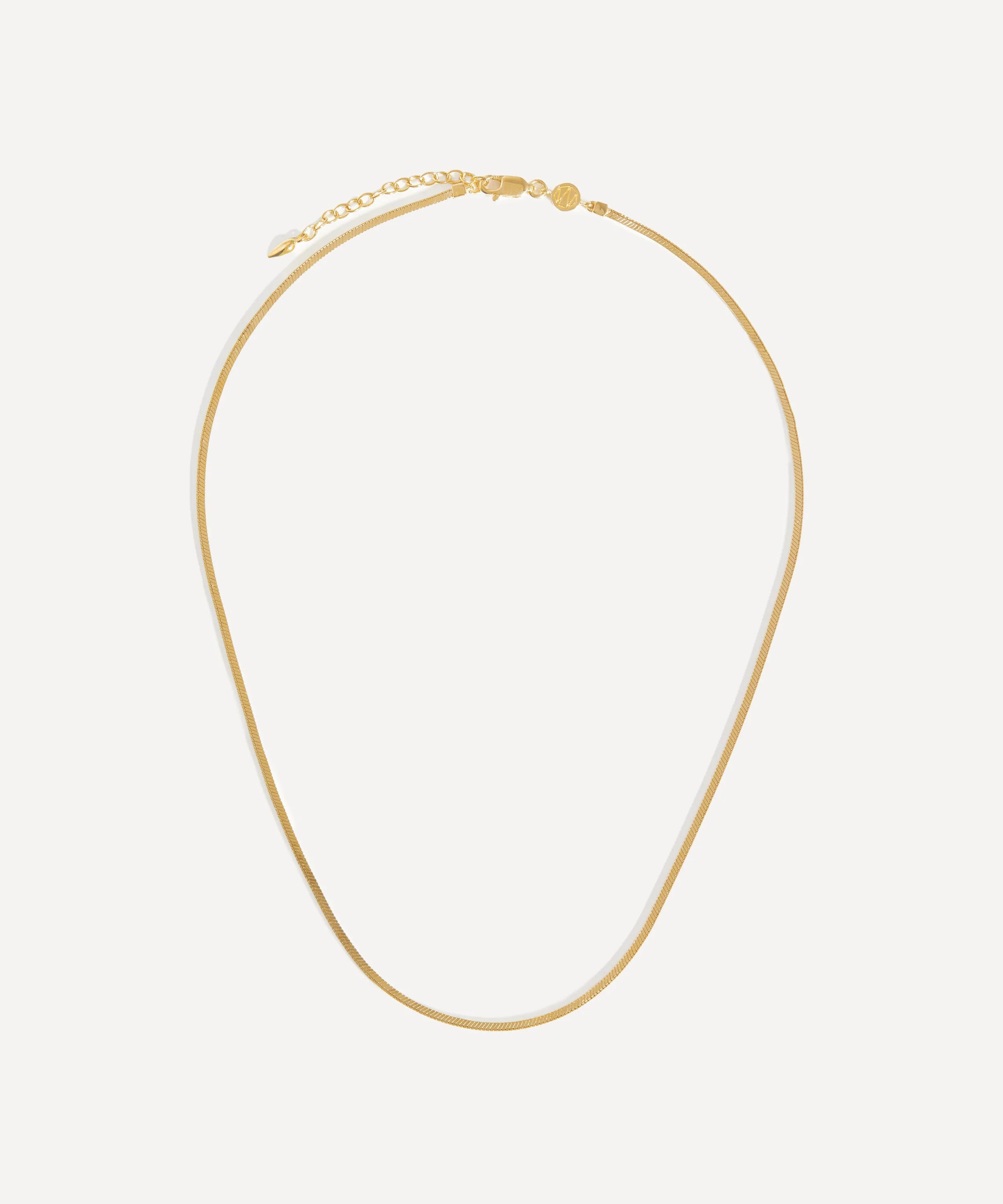 X Lucy Williams 18ct Gold-Plated Vermeil Silver Short Square Snake Chain Necklace - 1