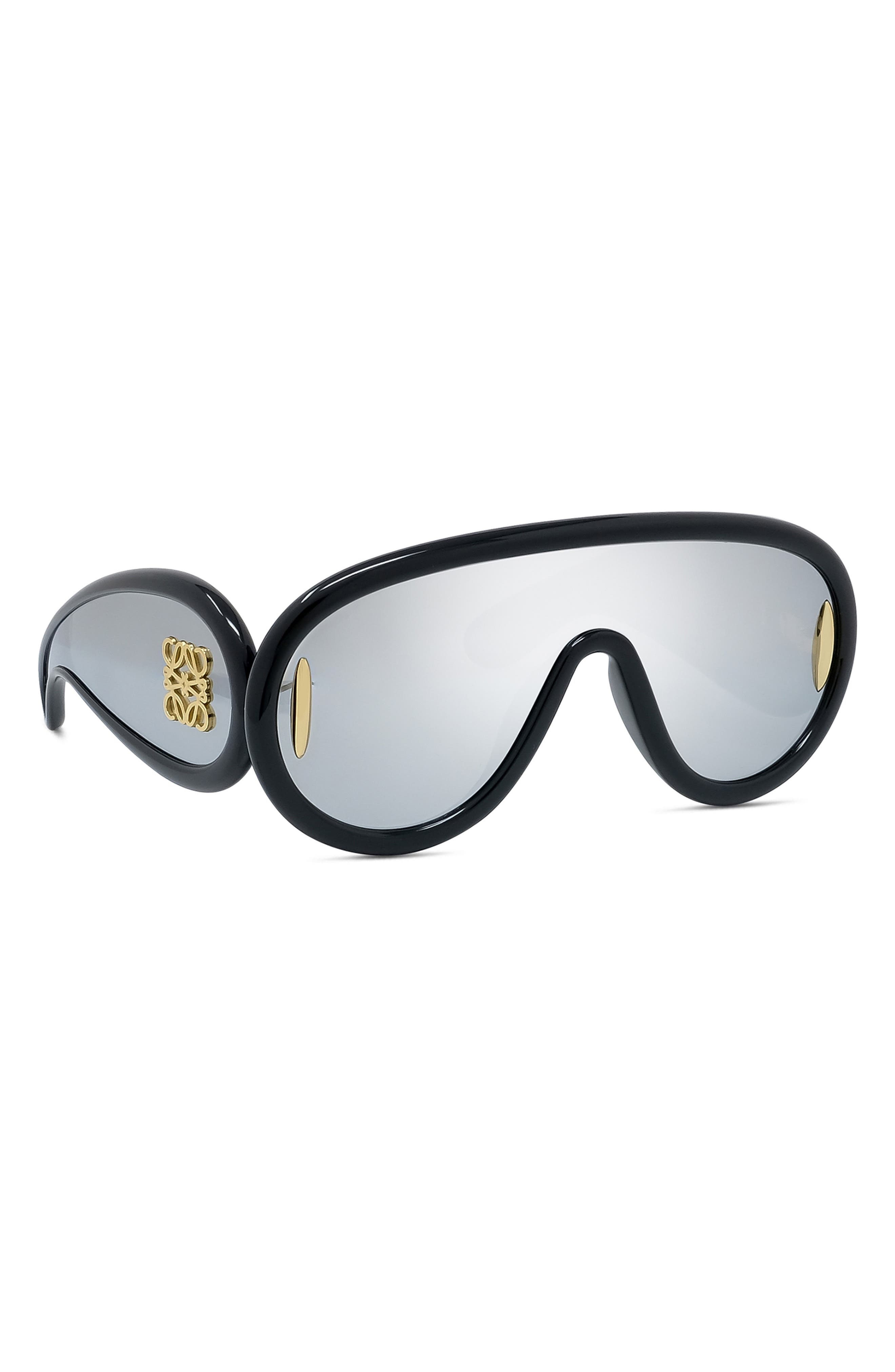 Loewe x Paula's Ibiza 56mm Mask Sunglasses in Shiny Black /Smoke Mirror at Nordstrom - 7