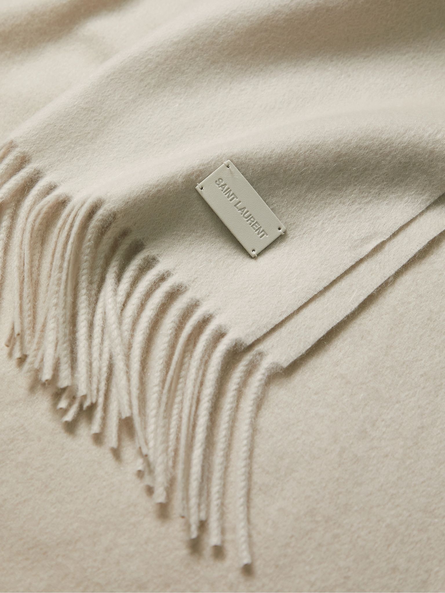 Logo-Appliquéd Fringed Cashmere Scarf - 3