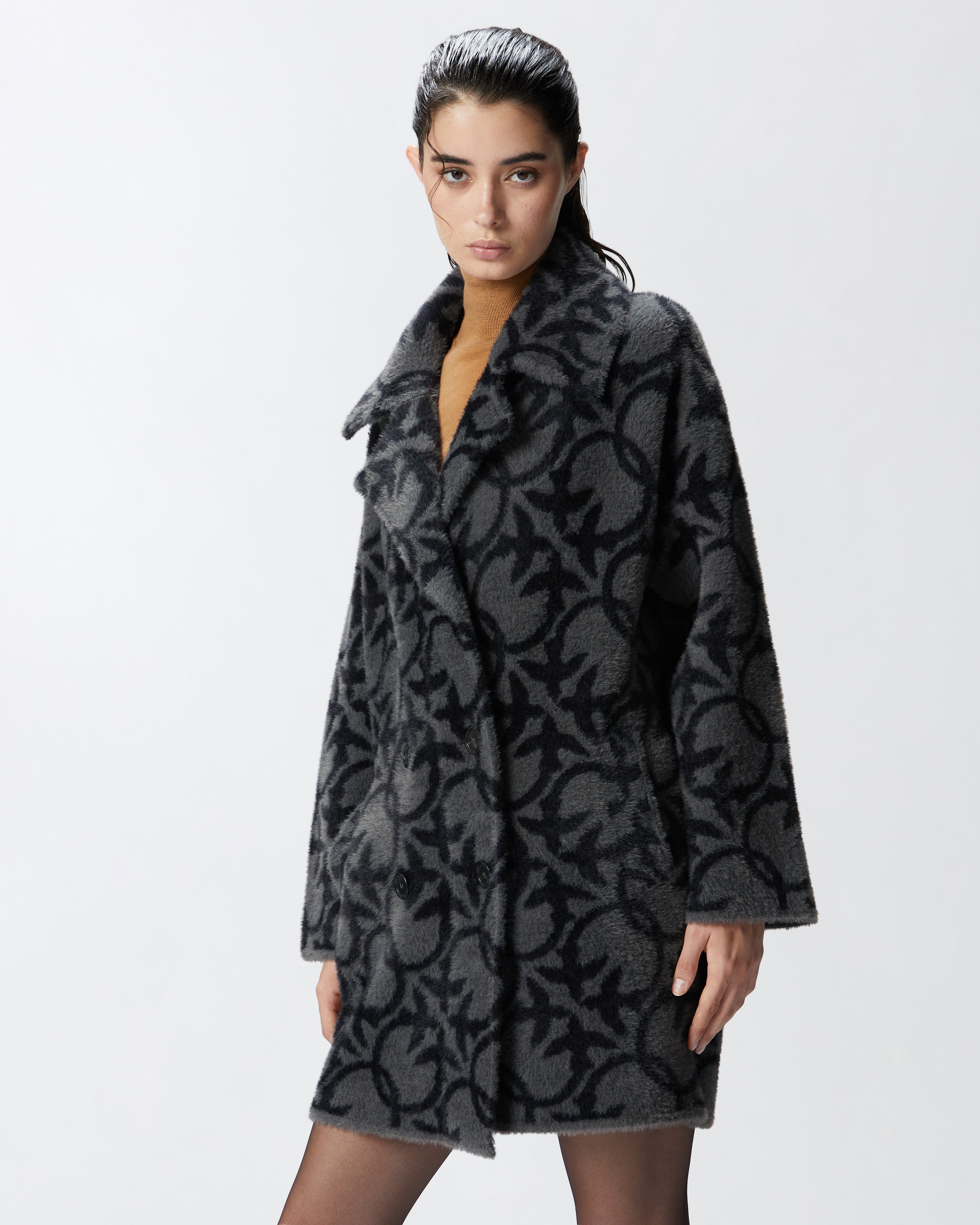 SHORT FAUX FUR COAT WITH LOGO - 3