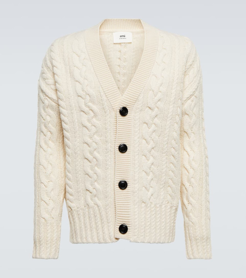 Cable-knit wool cardigan 1