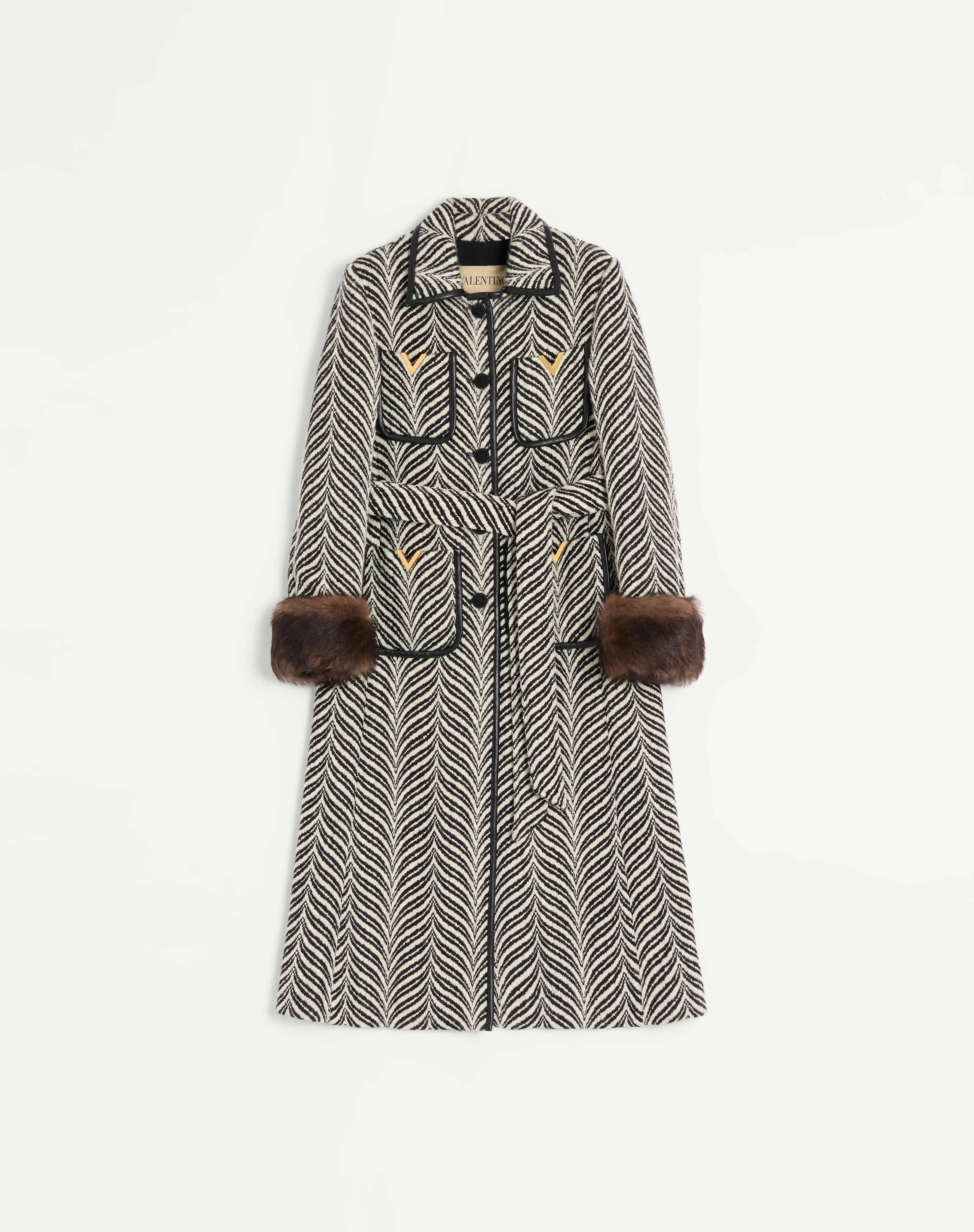 WOOL CLOTH COAT WITH FAUVE ECLAT ANIMAL PRINT - 1