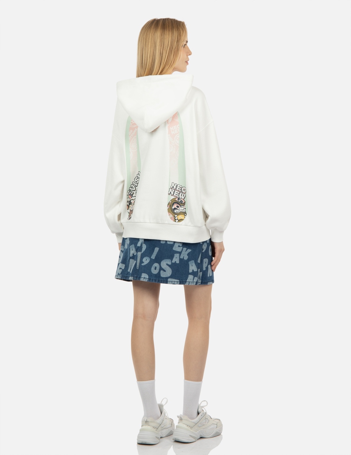 “FORTUNE CAT AND DARUMA” DOUBLE DAICOCK PRINT HOODED SWEATSHIRT - 3