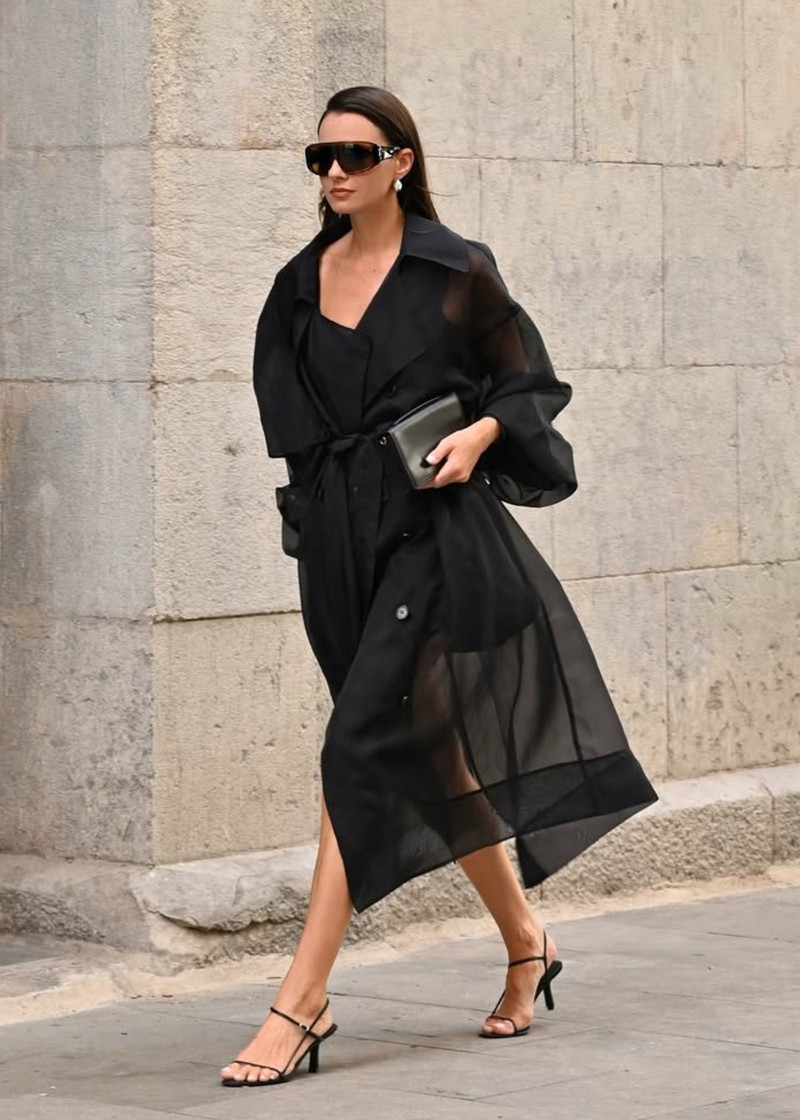 Mavis Oversized Sheer Trench - Black 1