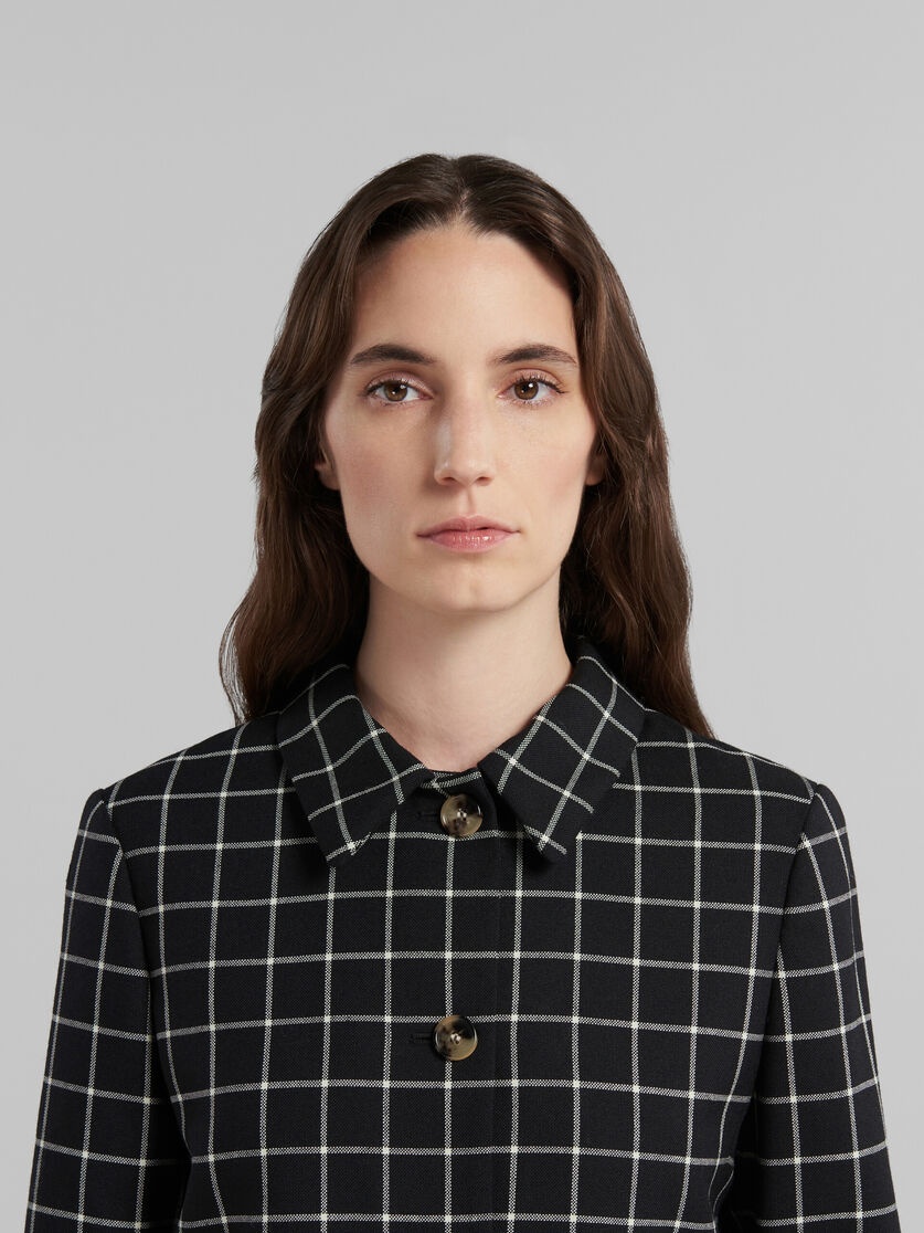 BLACK CHECKED WOOL JACKET - 4