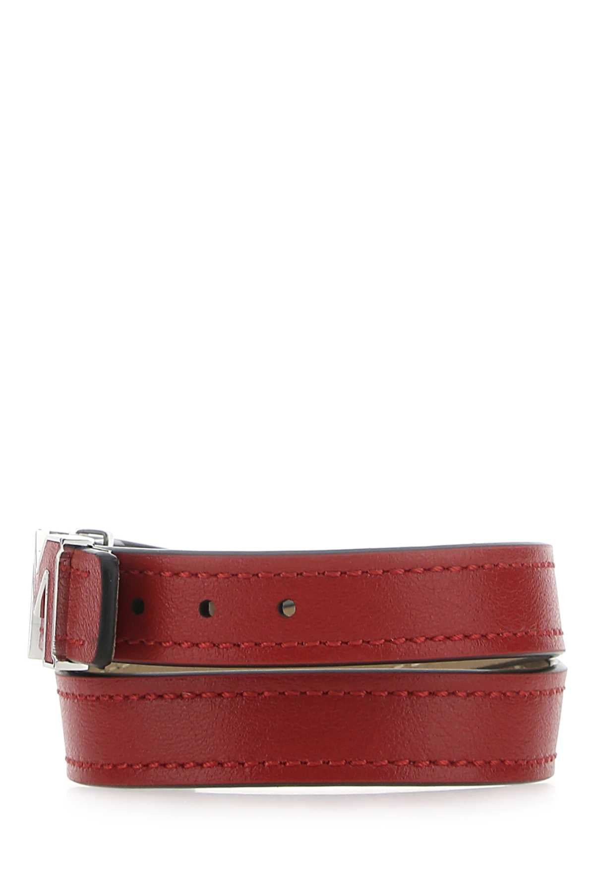 Montblanc Men Red Leather Bracelet - 2