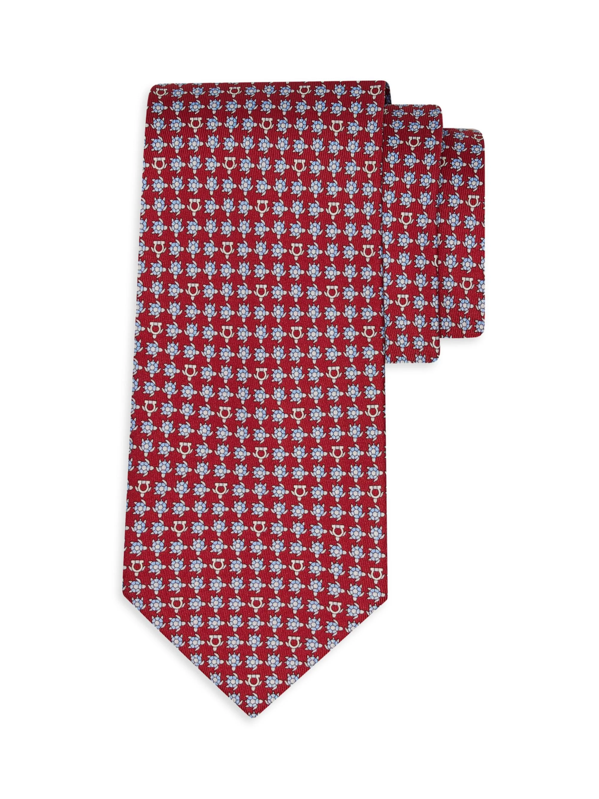 Men's Turtles Print Silk Tie - Vinaccia - 1