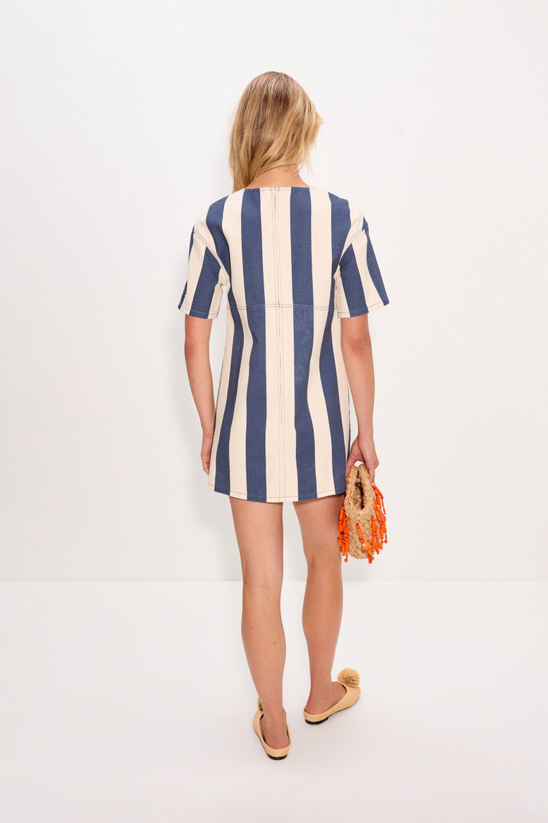 Sahara Short Sleeve Mini Dress In Navy/Cream 4