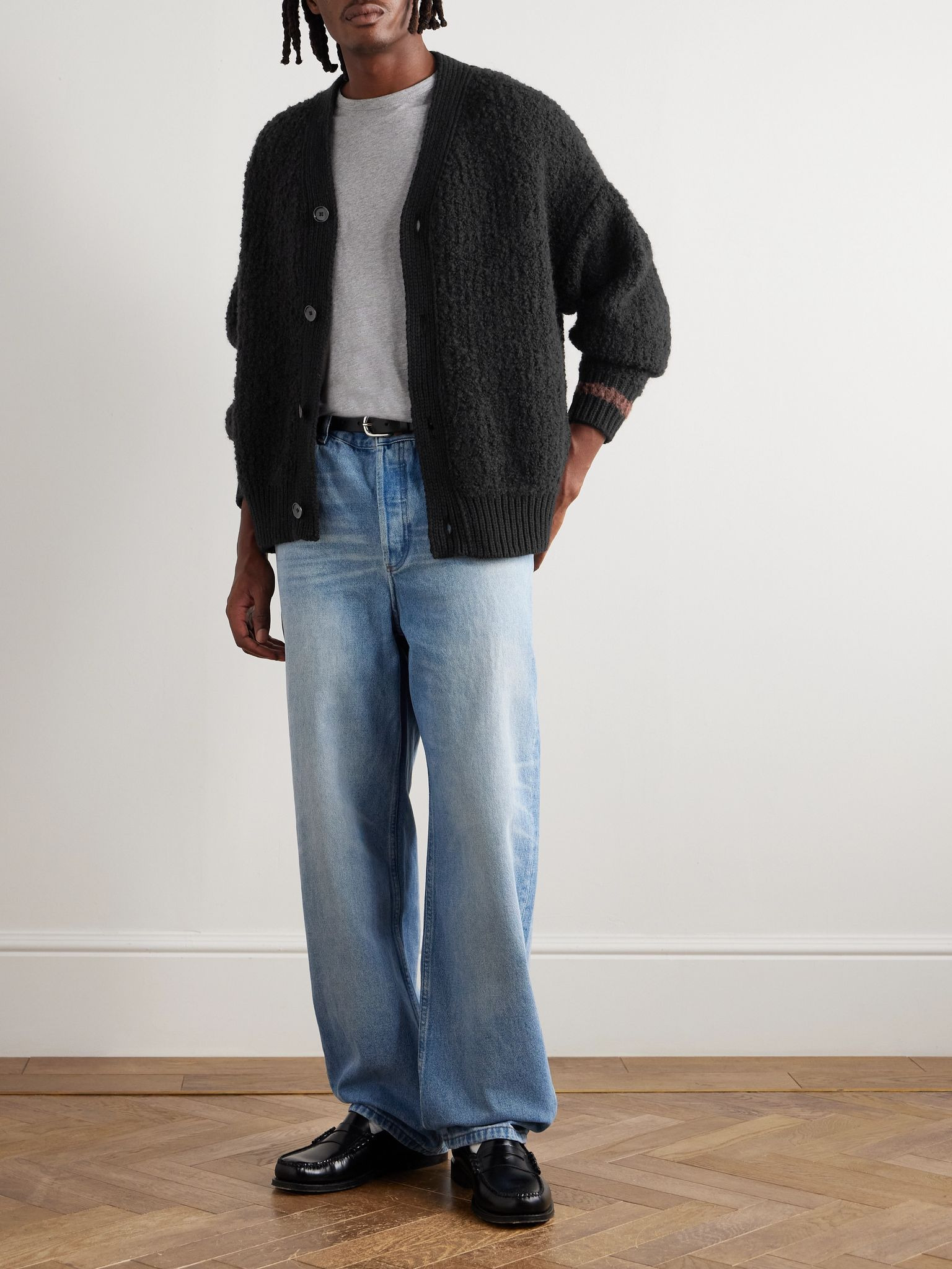 Ribbed-Knit Virgin Wool-Blend Cardigan Black - 2