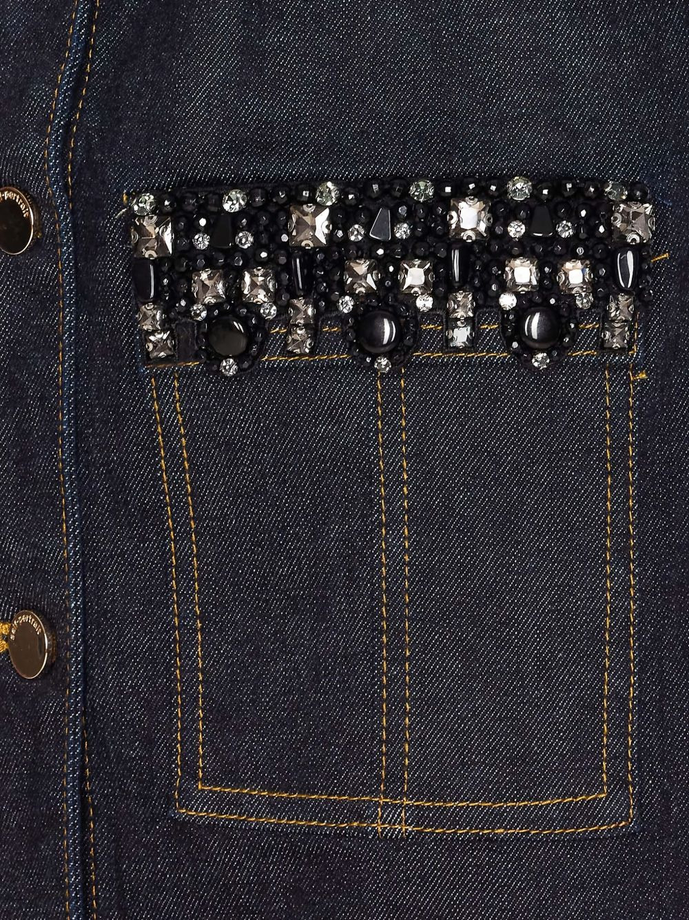 crystal-embellished denim mini dress - 3