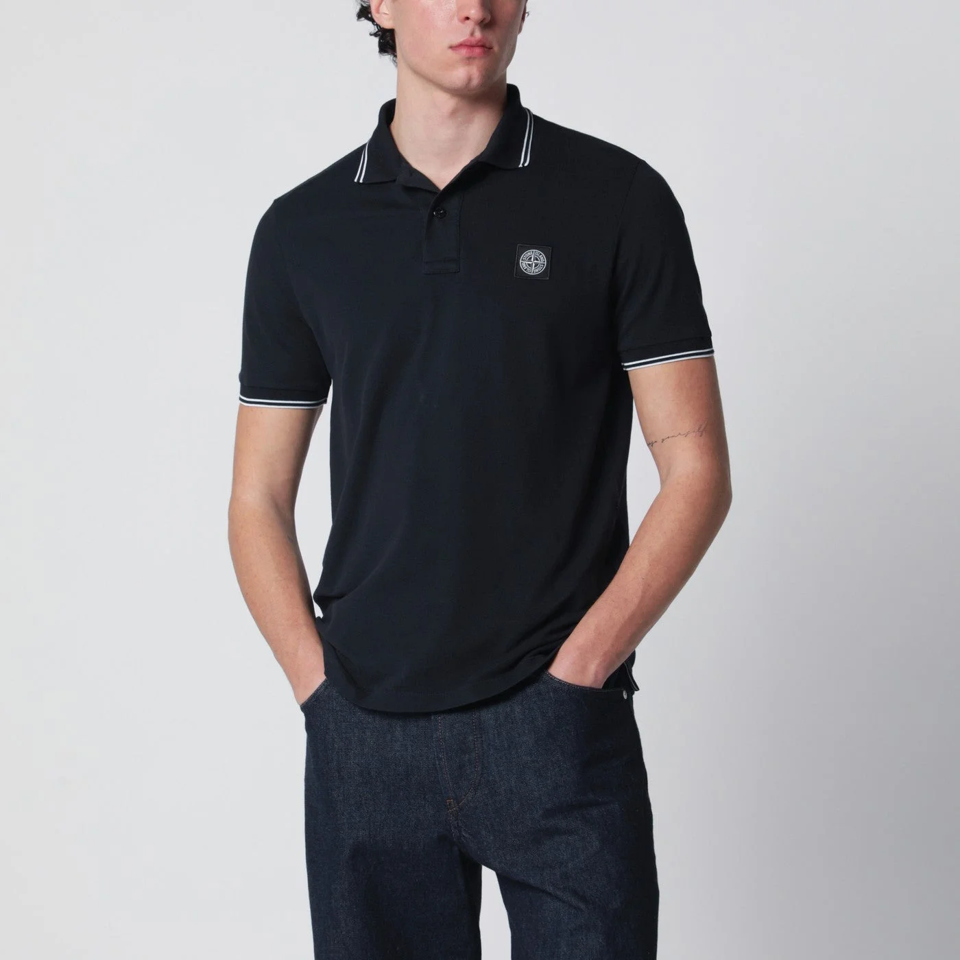 Blue polo shirt with Compass patch - 1