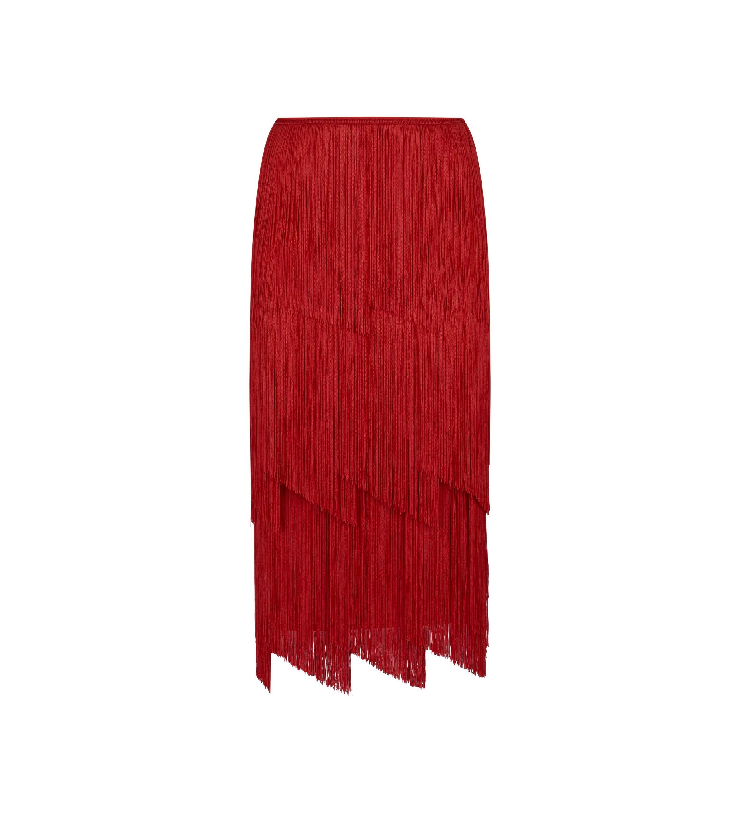 KNEE LENGTH FRINGE PENCIL SKIRT - 1