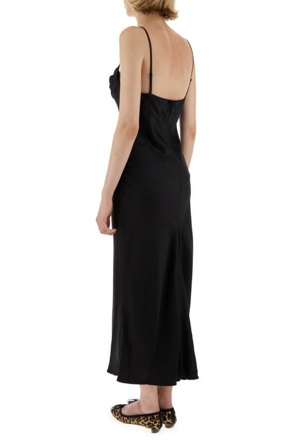 ワンピース ALEXANDER MCQUEEN Black Satin Dress Alexander McQueen Black Satin Dress for Evening Events – LOZURI®