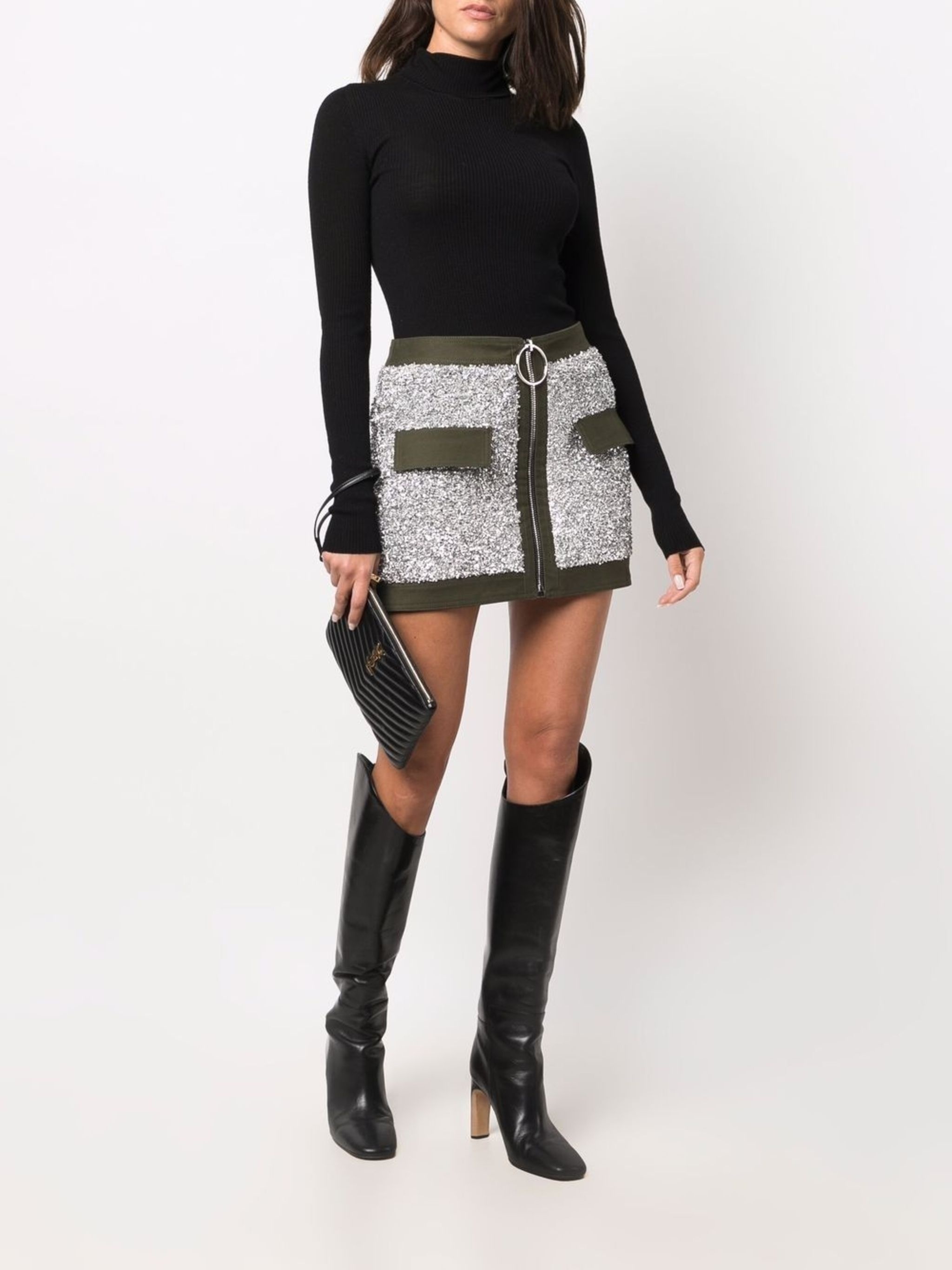 contrast-trim zipped skirt - 2