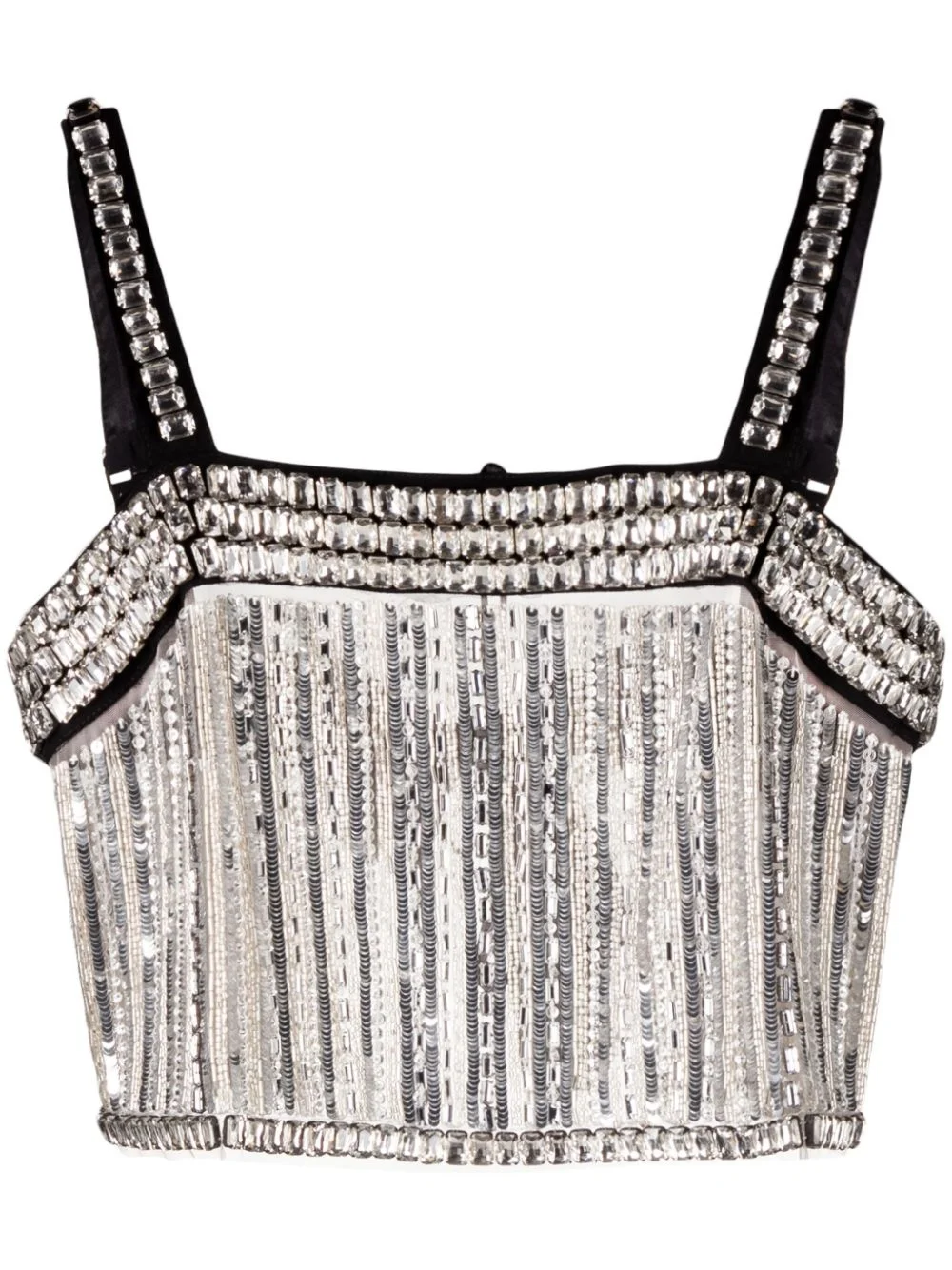 crystal-embellished cropped tank top - 1