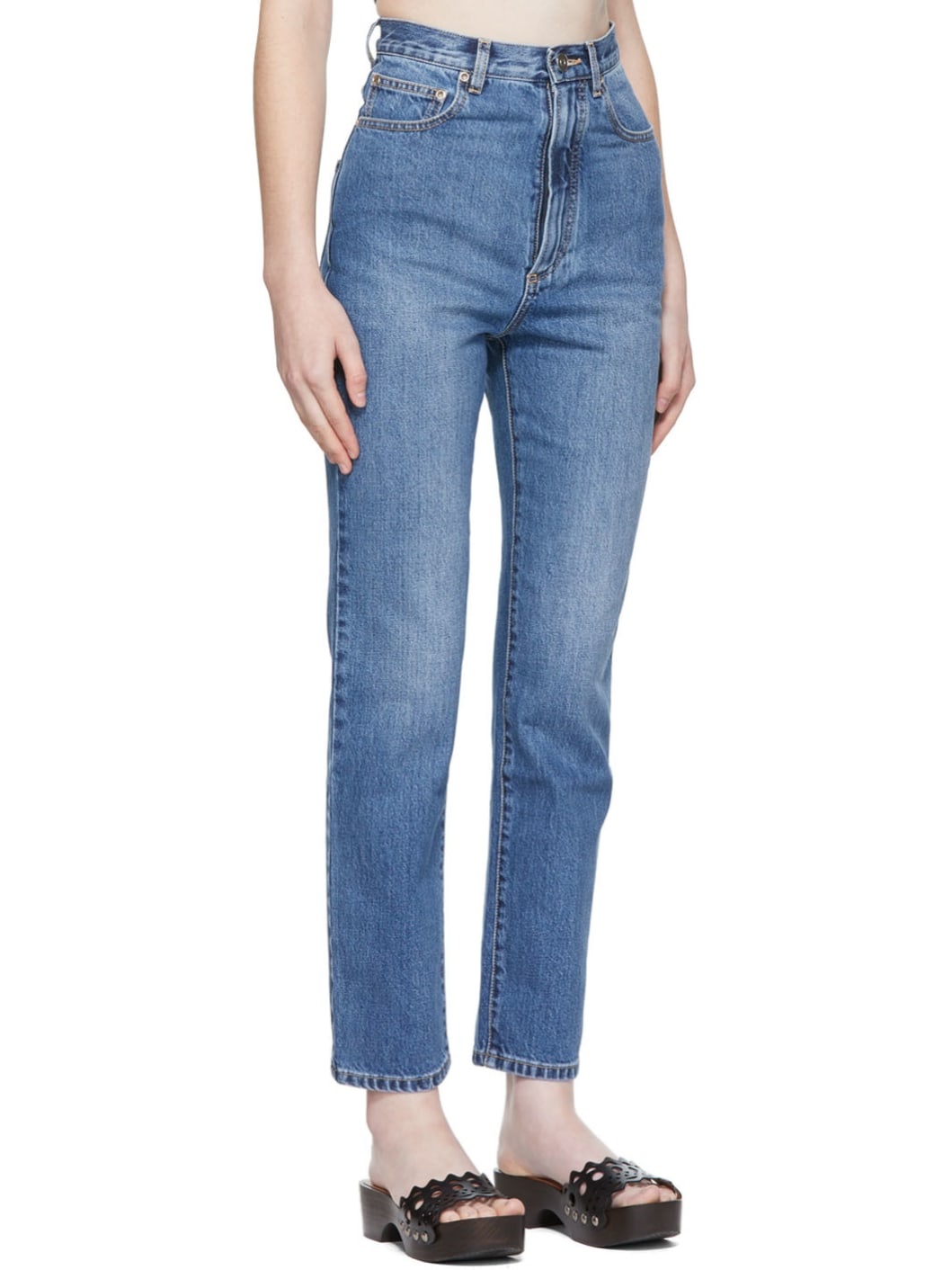 Blue High-Waist Straight Jeans - 2