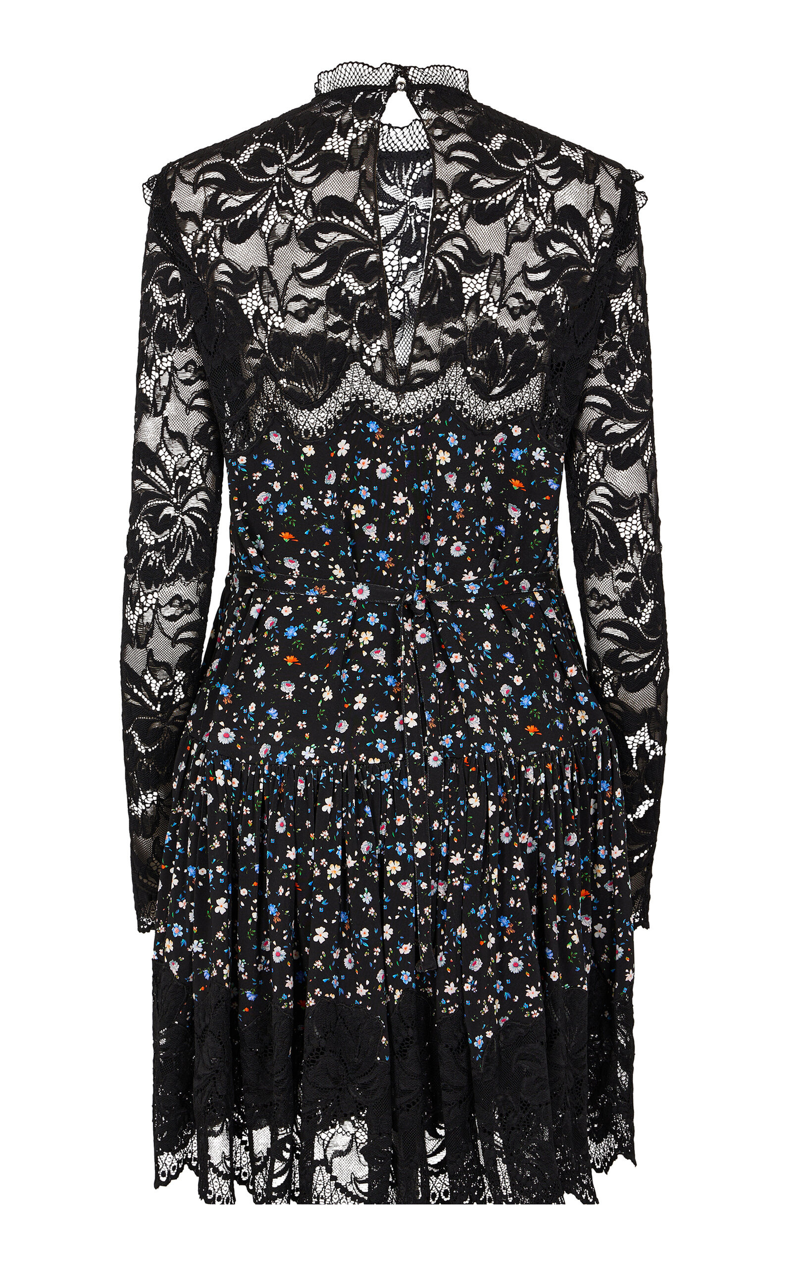 Lace-Paneled Crepe Mini Dress black - 3