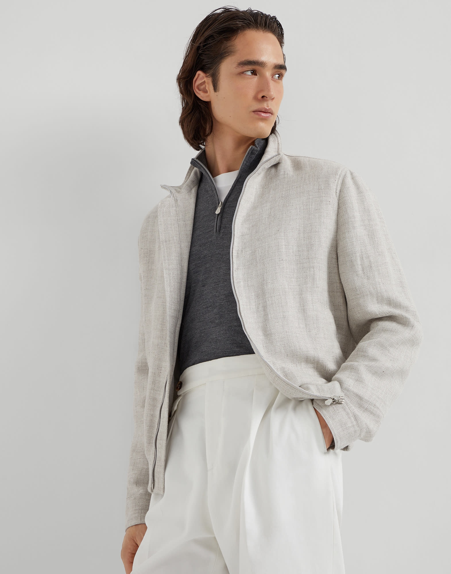 Virgin wool and cashmere lightweight sweater with half-zip - 4