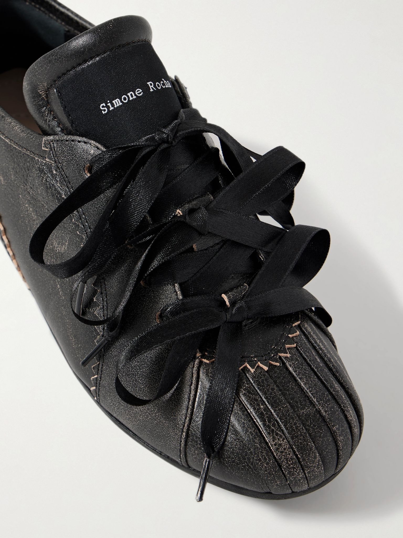 Cracked-leather sneakers Dark brown - 4