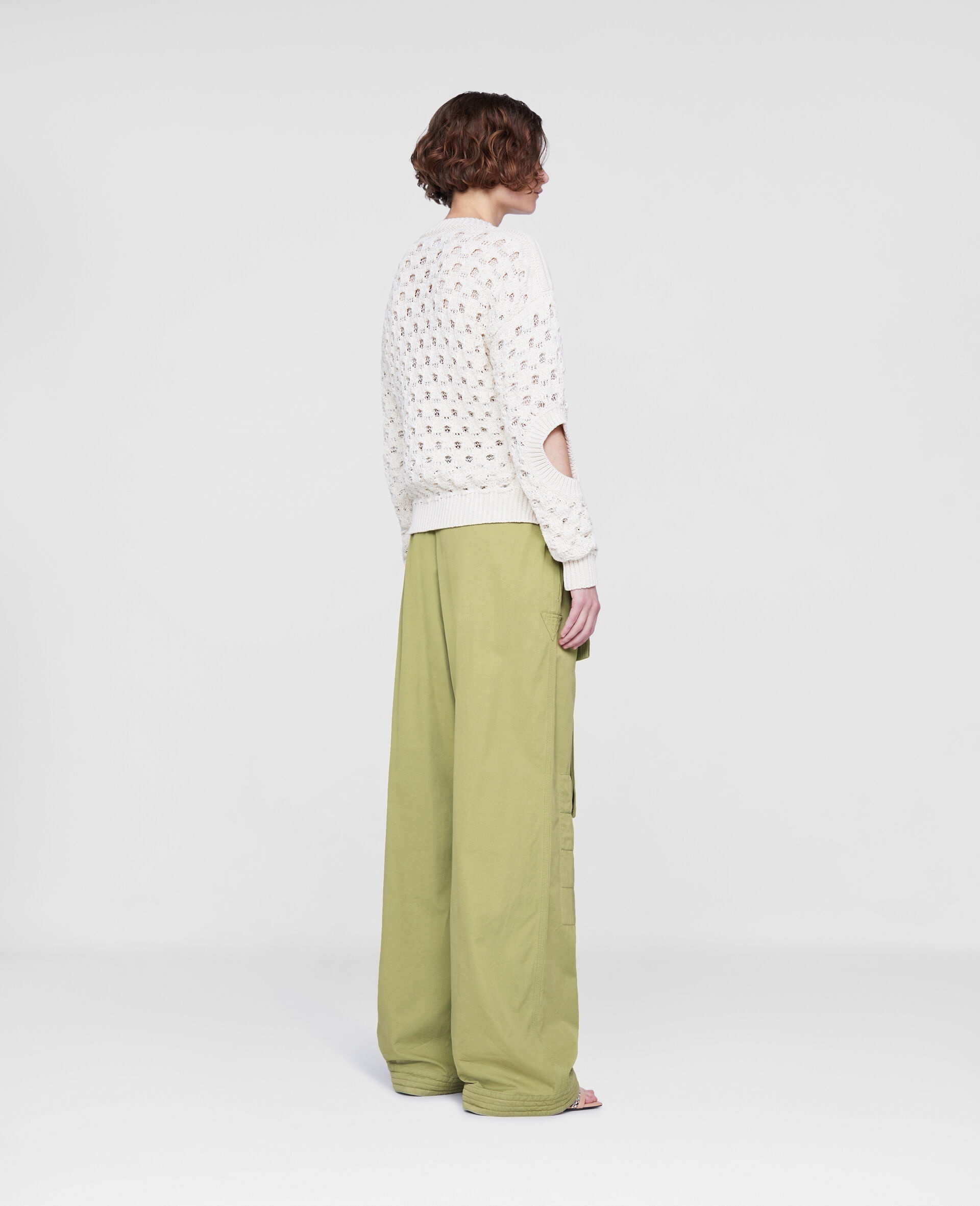 Textured Mesh Knit Sweater - 3
