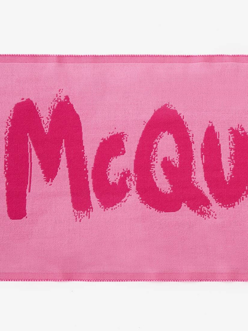 Men's Oversized McQueen Graffiti Scarf in Fuxia/pink 4