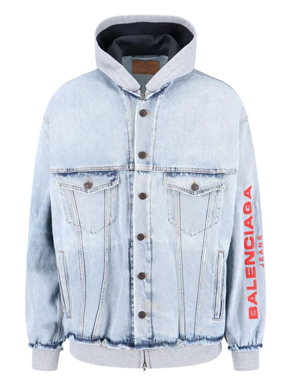 hooded denim jacket - 1