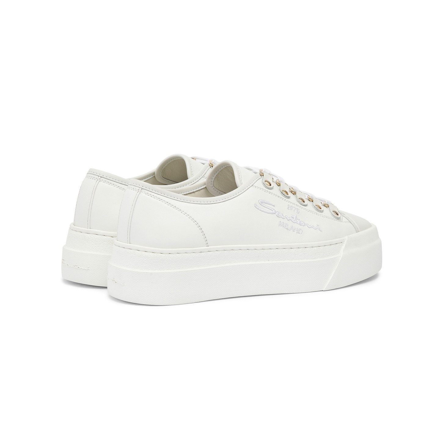 Women's white leather platform sneaker - 4