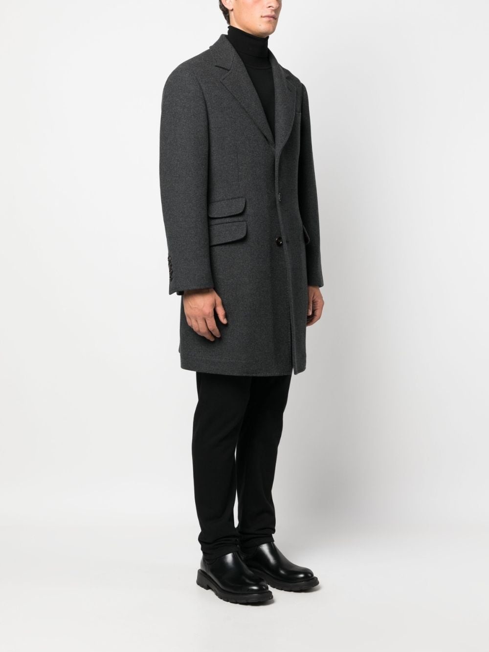 double-flap pocket wool-blend coat - 3