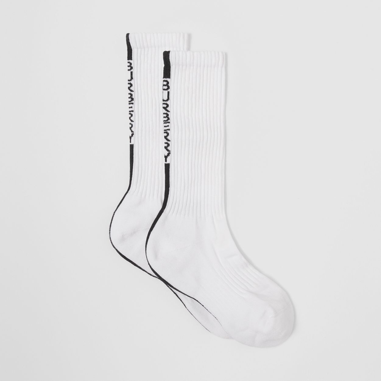 Logo Stripe Intarsia Stretch Cotton Socks - 4