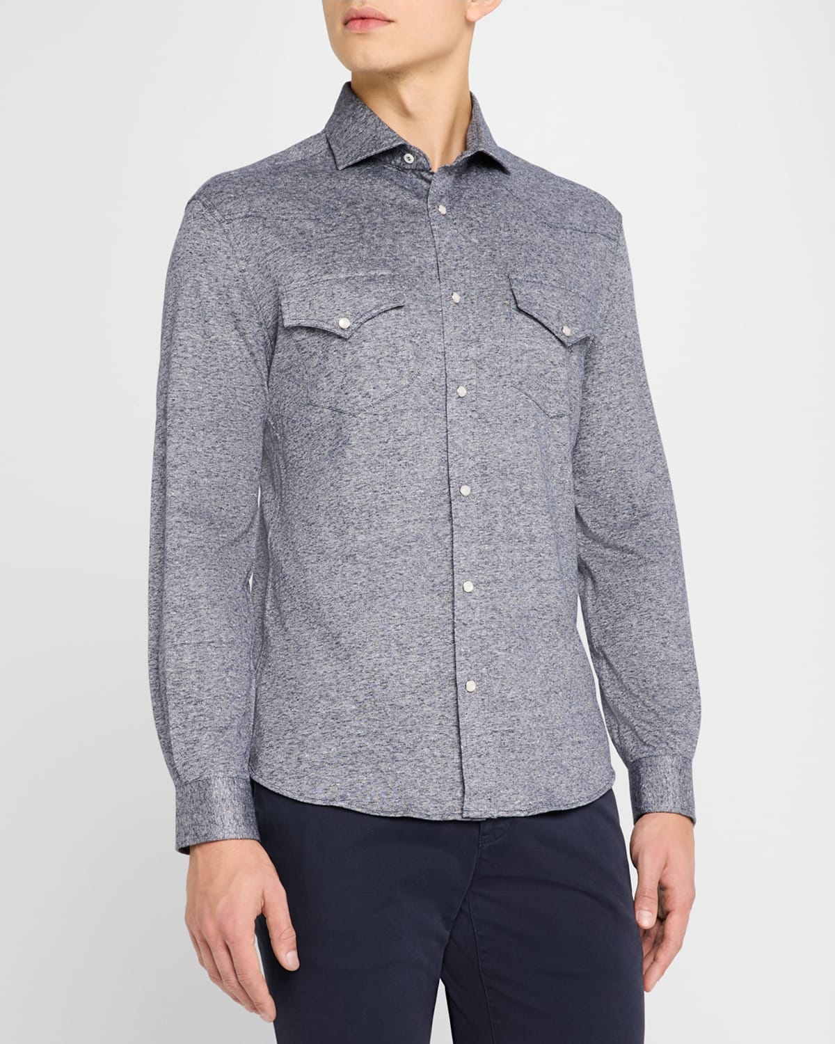 Men's Cotton and Linen Western Shirt - 4