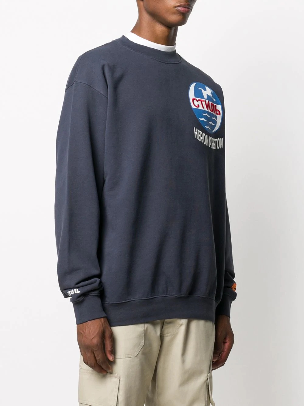 slogan patch crewneck sweatshirt - 3