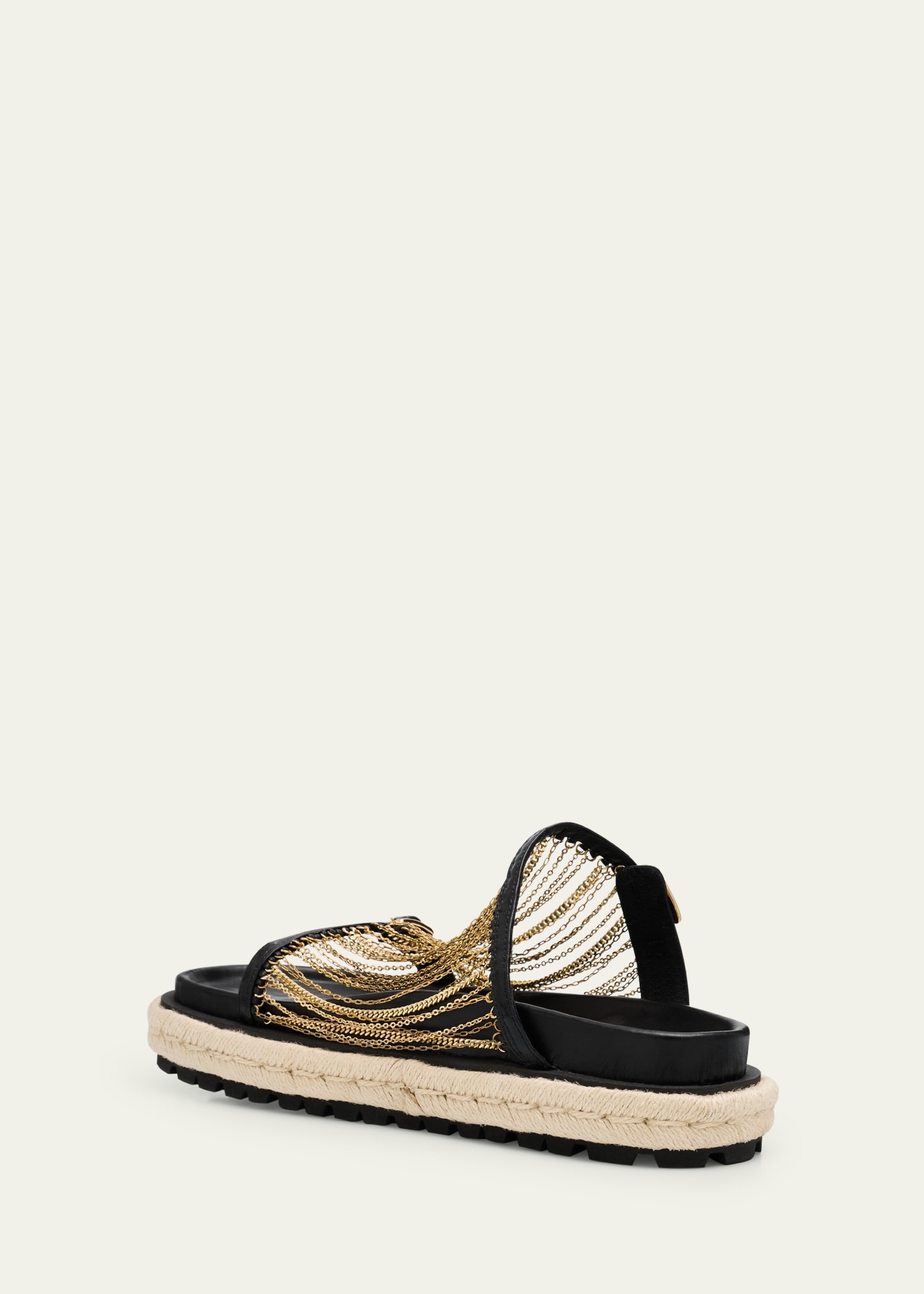 Chain Leather Buckle Espadrille Sandals - 2