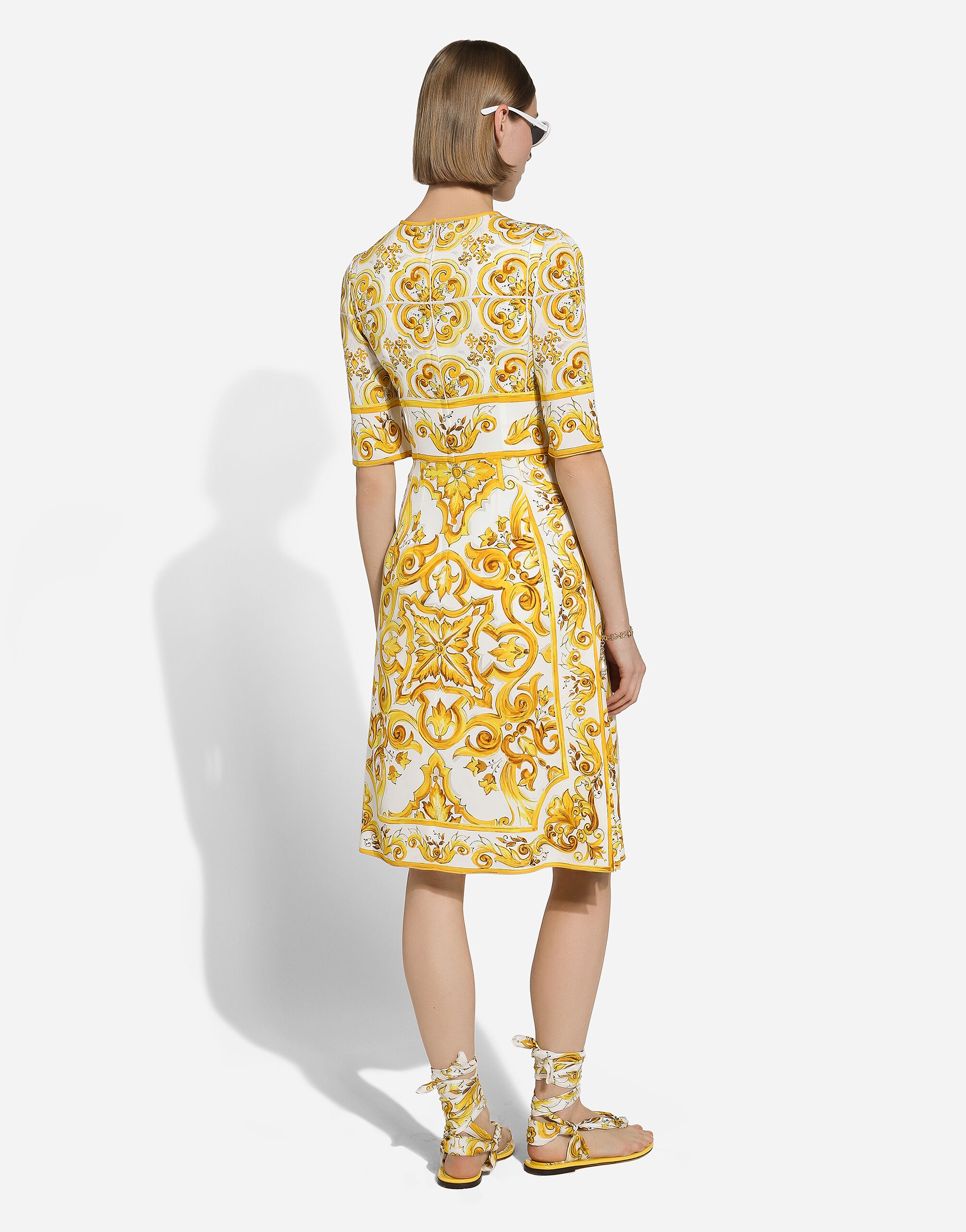 Majolica-print silk charmeuse midi dress - 8