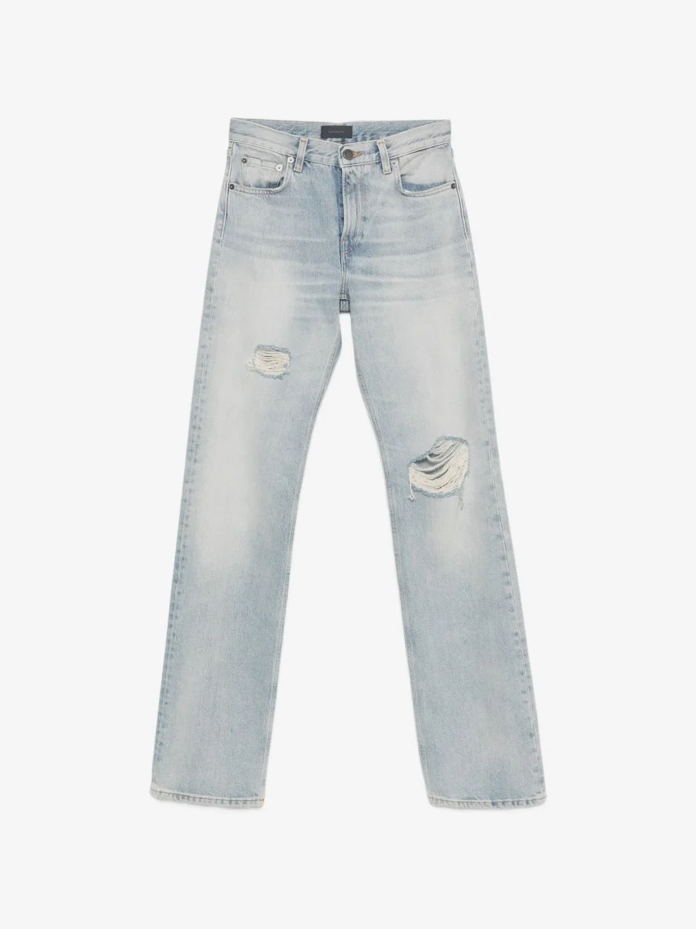 distressed straight-leg jeans - 1