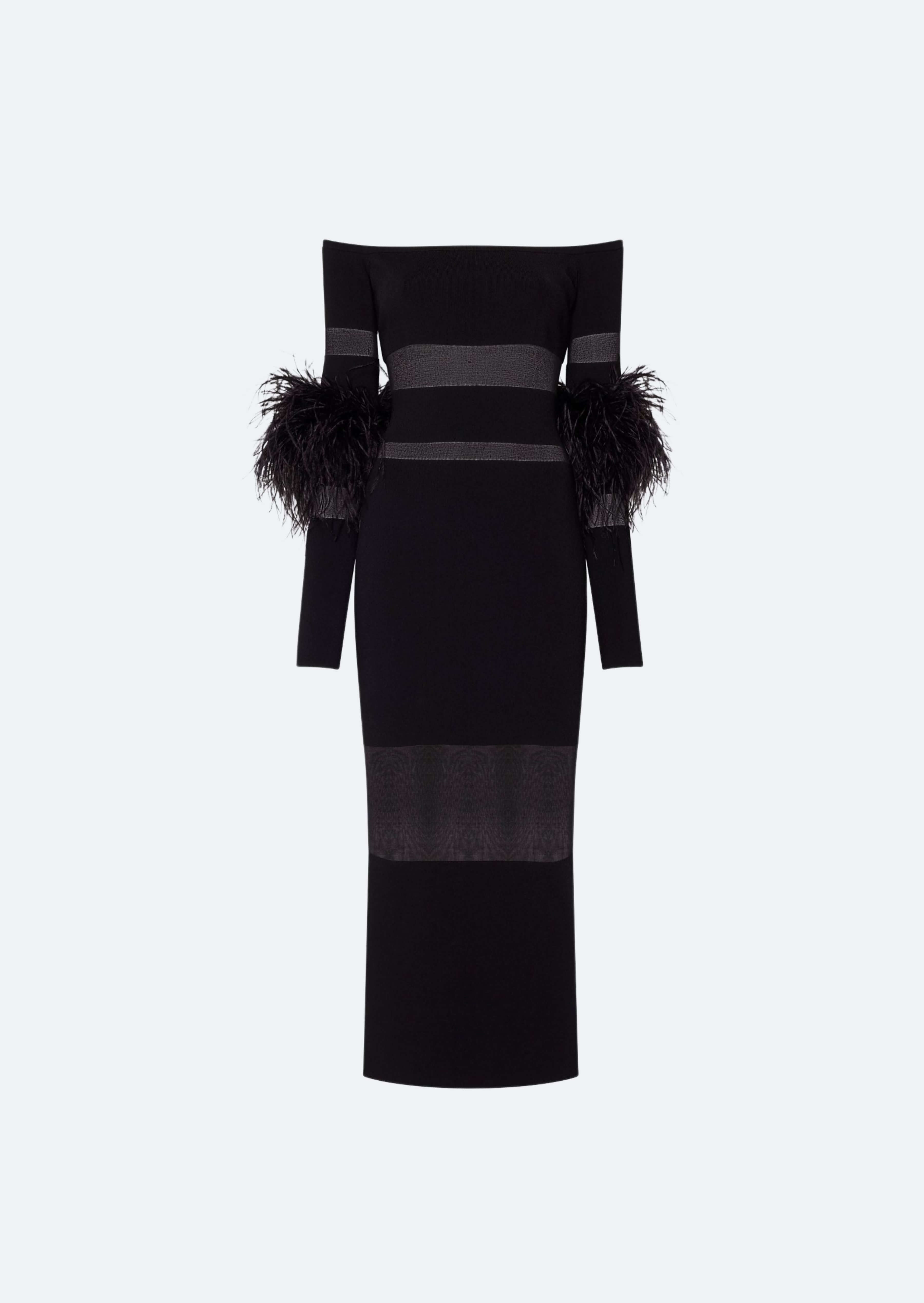 Cotton Viscose Intarsia Feather Dress - 1