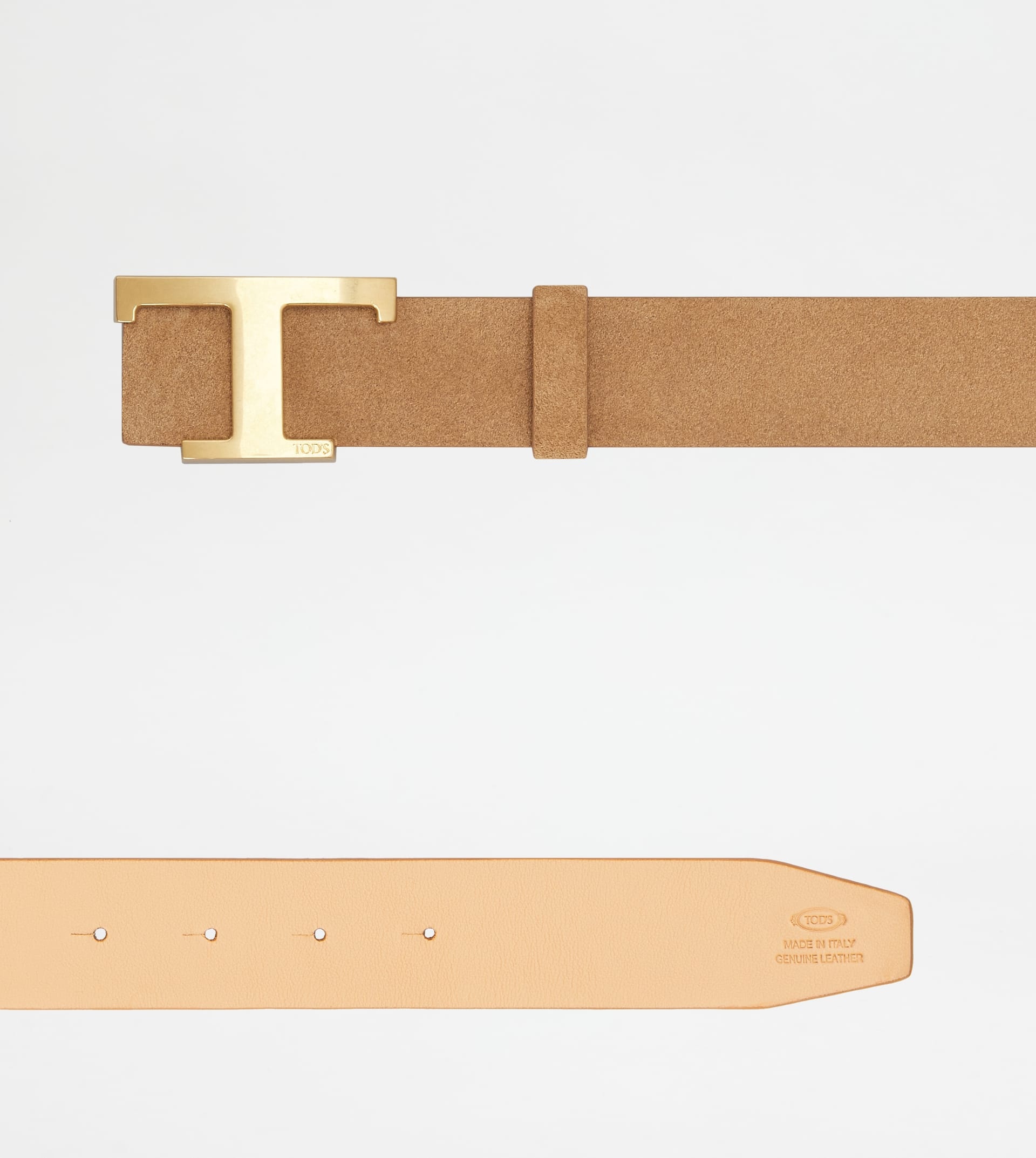 T TIMELESS REVERSIBLE BELT IN SUEDE AND SMOOTH LEATHER - BEIGE - 3