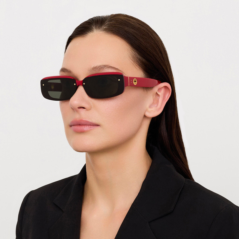 LINDA FARROW Flick Sunglasses in Red and Black outlook