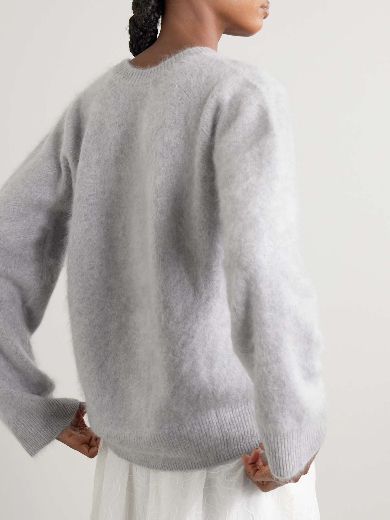 Mallory brushed-cashmere sweater Light gray - 3