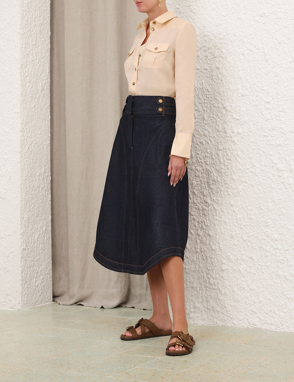 DENIM CARGO MIDI SKIRT - 3