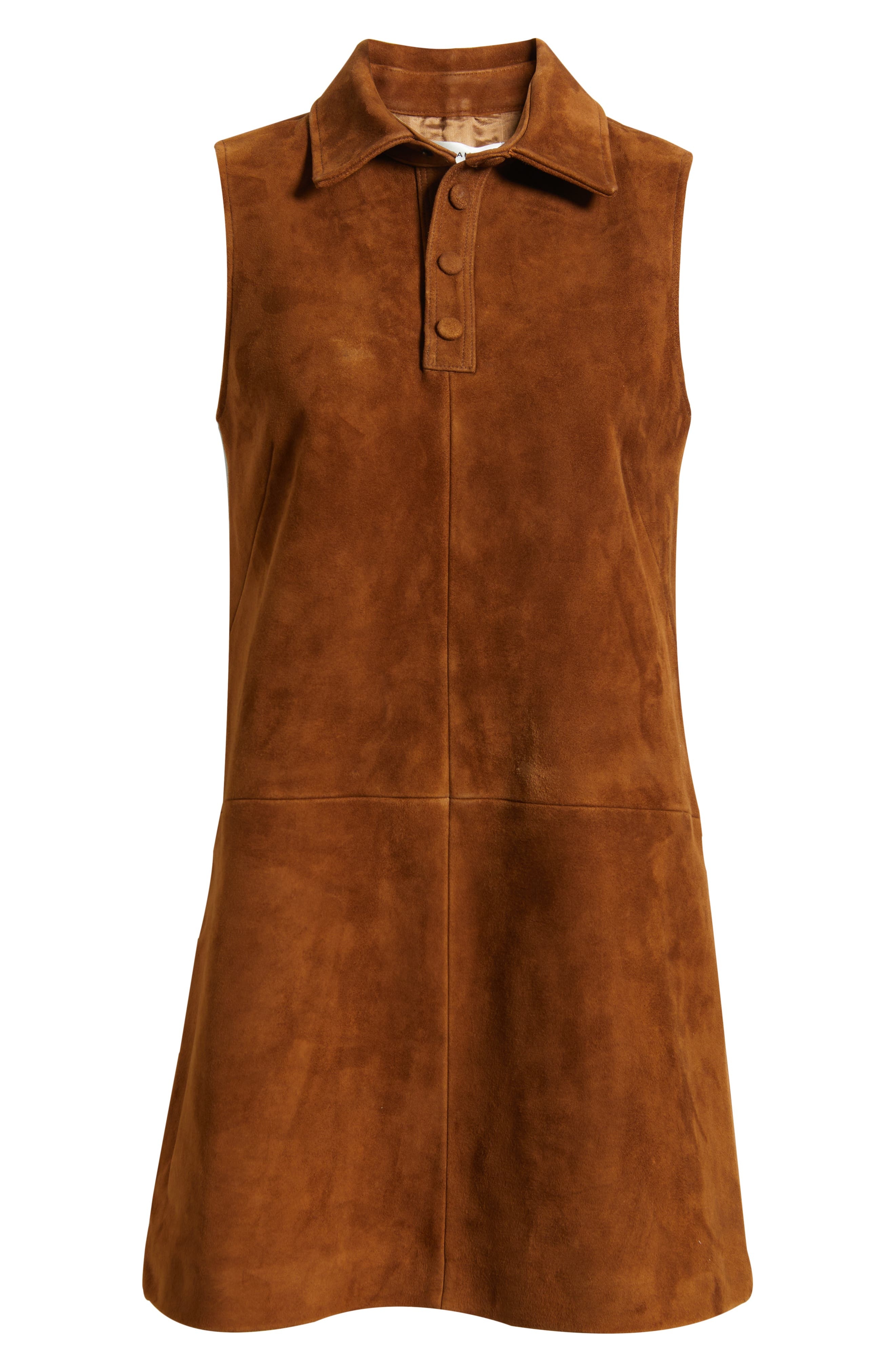 FRAME The City Suede Sleeveless Dress in Sepia at Nordstrom - 5