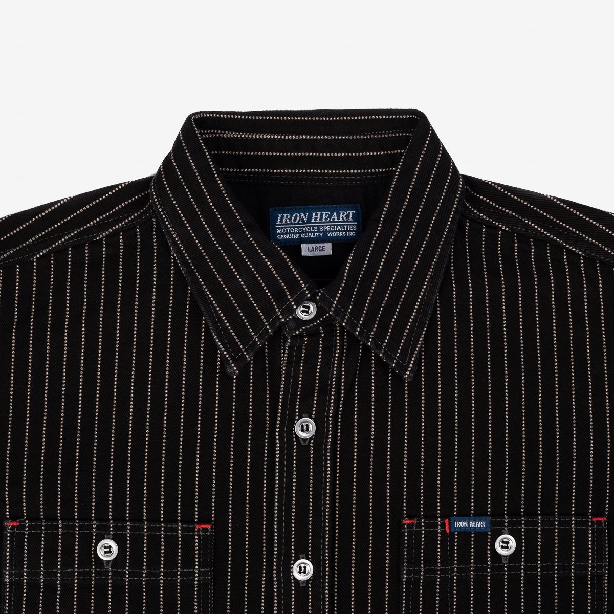 IHSH-68-BLK 12oz Wabash Work Shirt - Black with Metal Buttons - 6