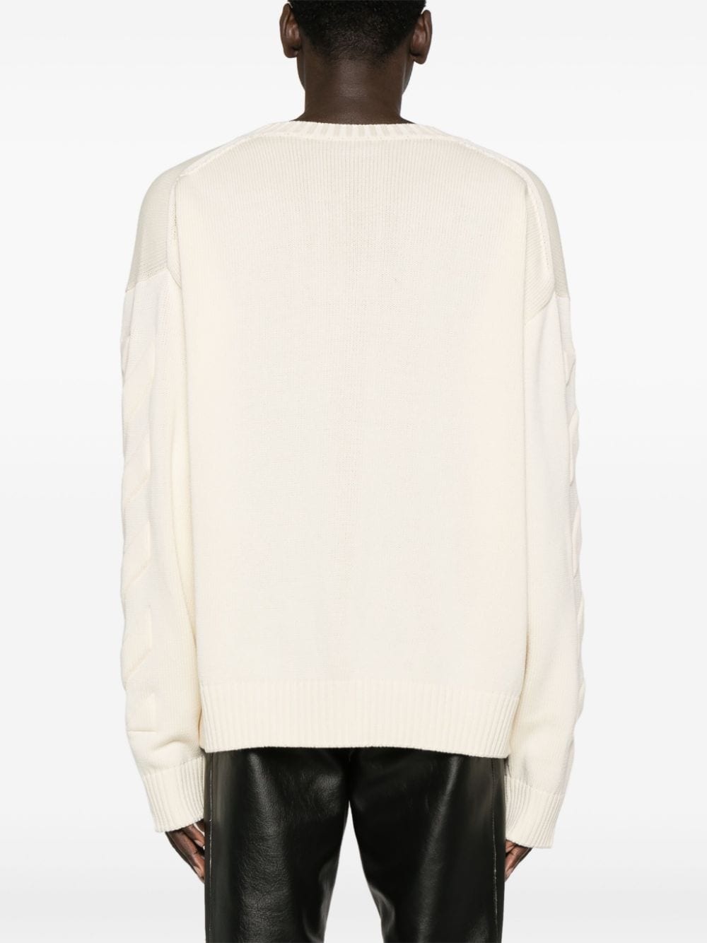 crew-neck diagonal-stripe jumper - 4