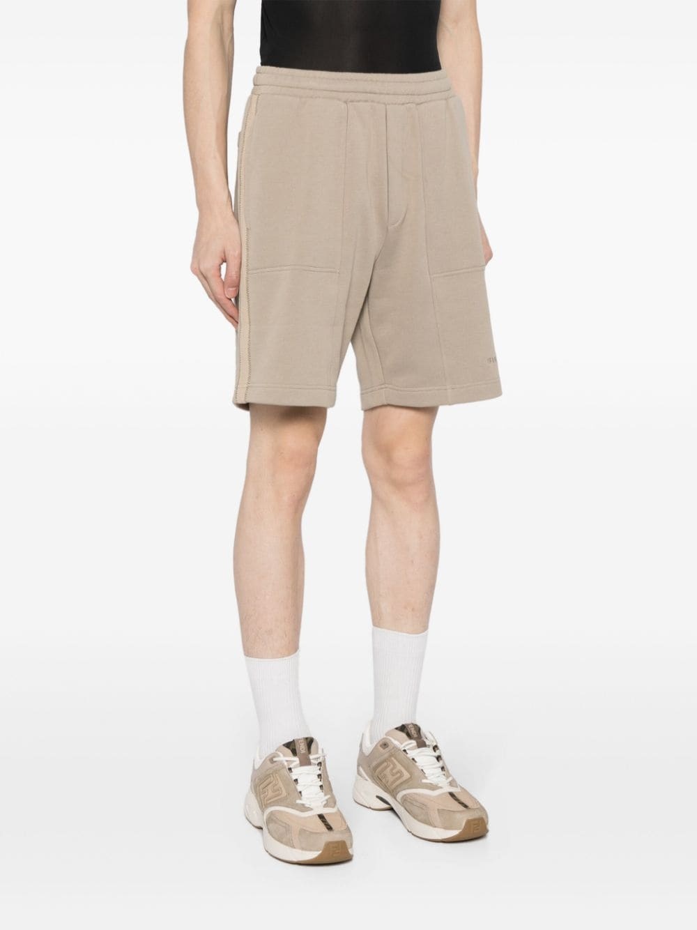 logo-embroidered tape track shorts - 3