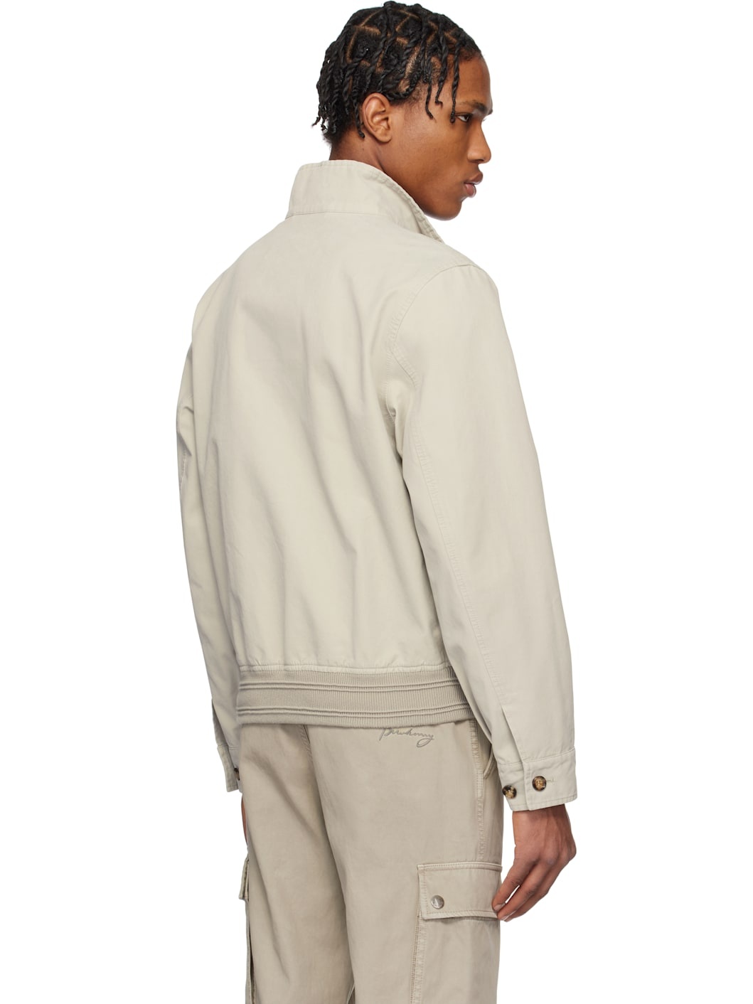 Taupe Cotton Harrington Jacket - 3