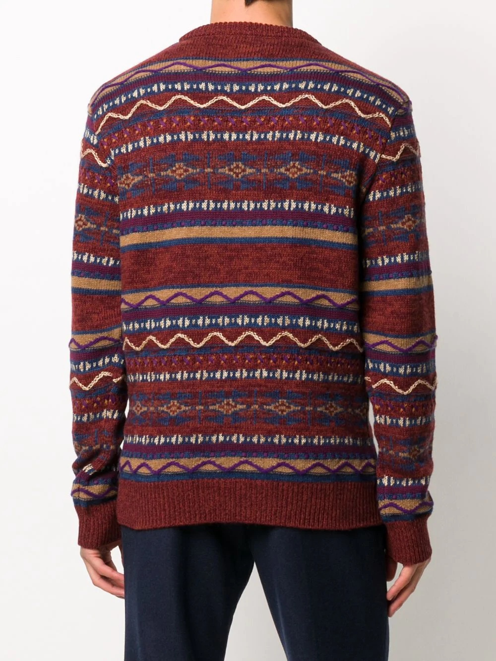 contrast pattern intarsia knit jumper - 4