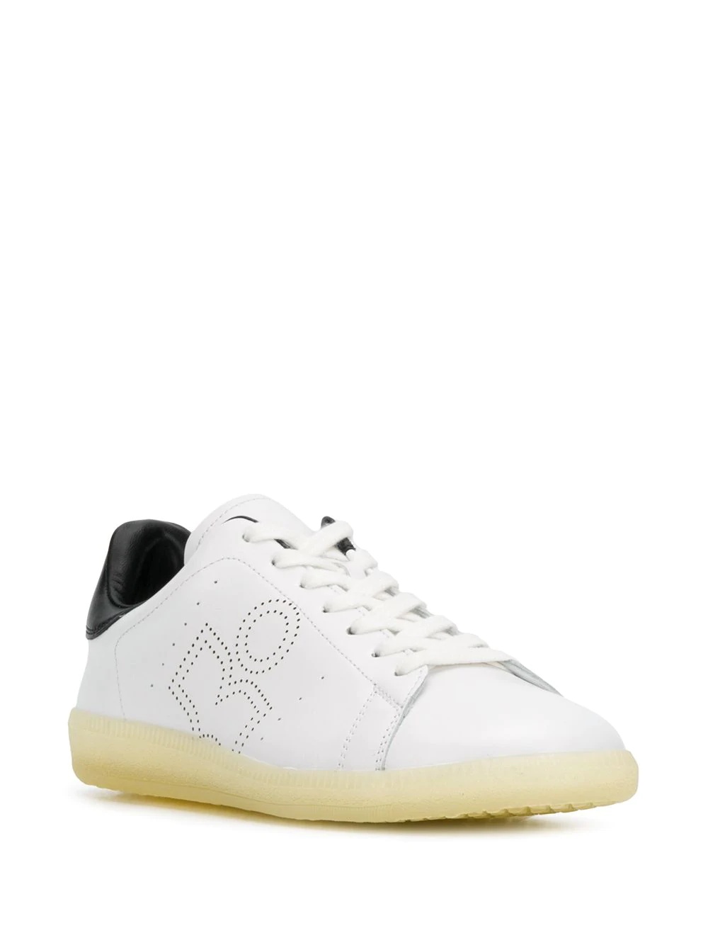 leather perforated-logo sneakers - 2